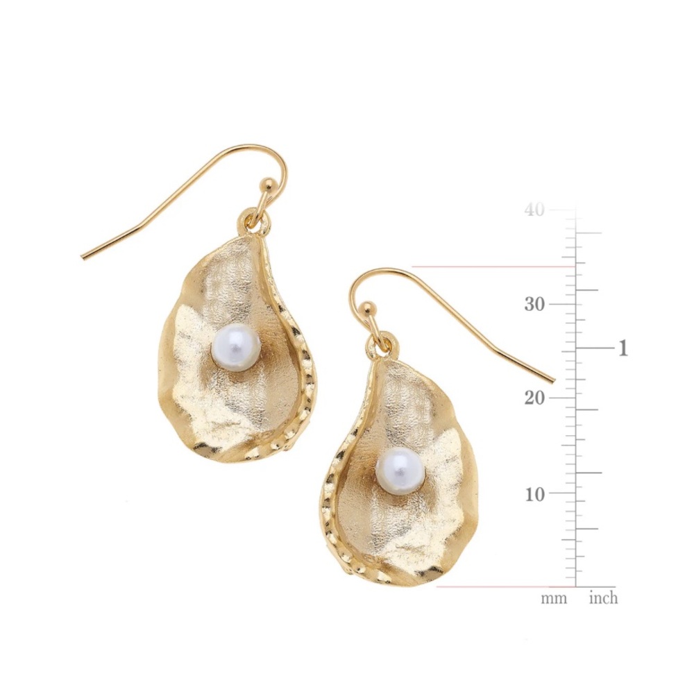 Susan Shaw Gold Oyster Earrings with Pearl - hard to find! NWT